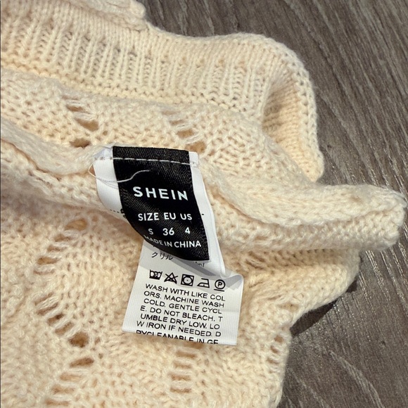 SHEIN Cream Knit Crop Top with Button Detail - Picture 2 of 2